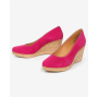 Pantofi dama roz din piele naturala intoarsa cu talpa tip pana de 7 cm P50ROZAV